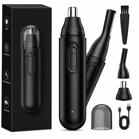Ear and Nose Hair Trimmer for Men, Rechargeable Eyebrow & Facial Hair Trimmer for Men, Painless Nose Hair Trimmer for Women, Dual Edge Blades for Easy Cleansing