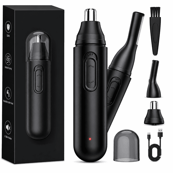Ear and Nose Hair Trimmer for Men, Rechargeable Eyebrow & Facial Hair Trimmer for Men, Painless Nose Hair Trimmer for Women, Dual Edge Blades for Easy Cleansing