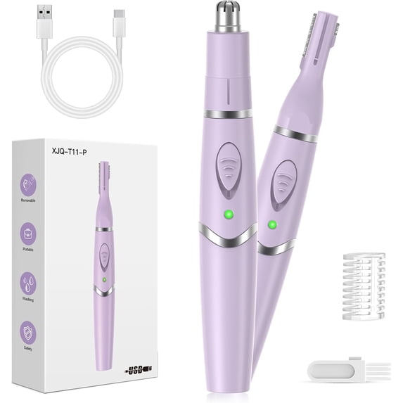 Ear and Nose Hair Trimmer for Women, 2026 Professional Painless 2 in 1 USB Rechargeable Eyebrow & Facial Hair Trimmer, Precision Tool with Powerful Motor and Dual-Edge Blades, IPX7 Waterproof