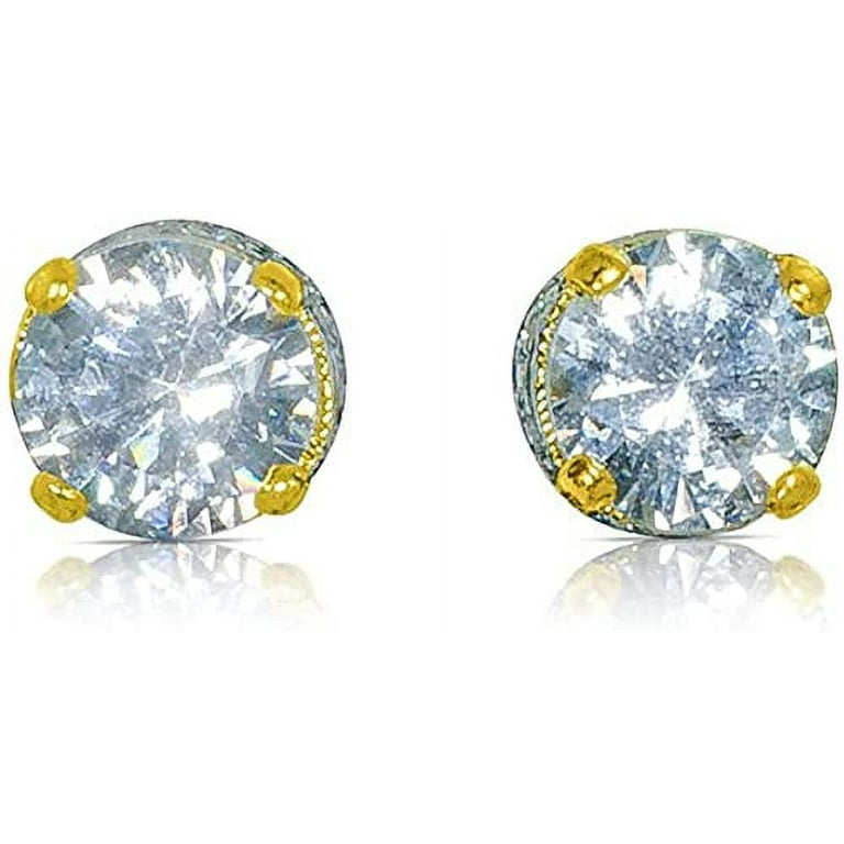Ear PIERCING Earrings Gold 5mm Clear CZ Studs