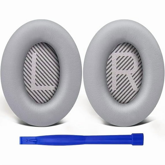 Ear Pads Cushions Replacement, Earpads for Bose QuietComfort 35 (QC35) and Quiet Comfort 35 II (QC35 II) Over-Ear Headphones, Softer Leather, Noise Isolation Foam - PL Silver