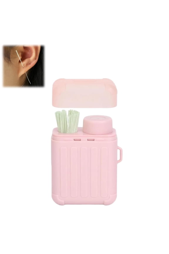 Ear Piercing Cleaning Kit, Ear Piercing Hole Cleaner Floss Kit with 240Pcs Ear Piercing Hole Cleaner Floss & 15ml Cleaning Solution (Rose)