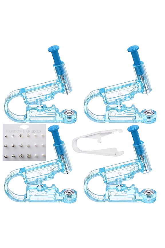 Ear Piercing Gun Kit, 4 Pack Disposable Self Ears Peircing Gun Kits with Aid Pierce Kit Tool Including 9 Pairs of Beautiful Earrings