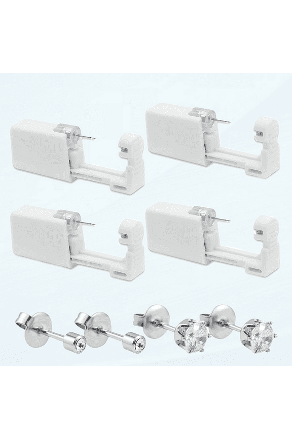 Ear Piercing Gun Kit, 4 Pack Ear Nail Gun Ear Piercing Gun Piercing Earrings Self Ear Piercing Gun Ear Stud Piercing Kit Tool with Ear Rings Hoop Ear Piercing Tools for Women Men Girls Home