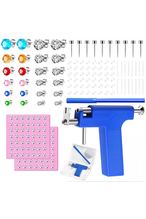 Ear Piercing Gun Kit with Stainless Steel Studs, Professional Earlobe Cartilage Helix Tool, Crystal Earrings Set