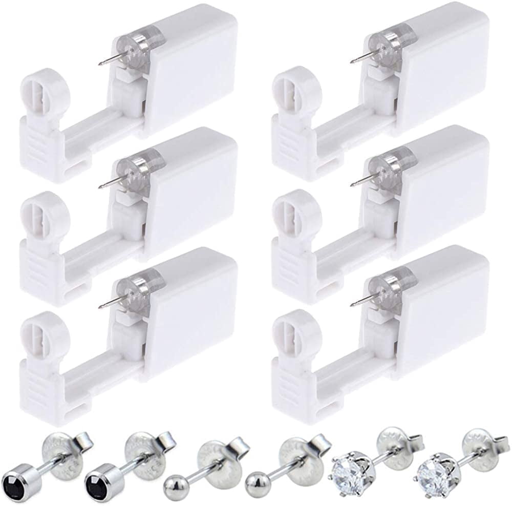 Ear Piercing Gun - Silmy 6 Pack Ear Piercing Kit Disposable Self Ear Piercing Gun with Ear Stud and Clean Tool Pierce Kit Tool for Nose Studs Cartilage Tragus Helix Piercing Gun By PULMCheerger