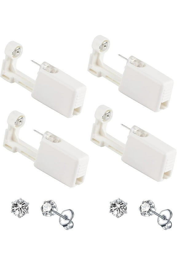 Ear Piercing Kit Disposable Self Ear Piercing Kit Safety 4 Pack Ear Piercing Gun Kit Tool with 5mm Earring Studs