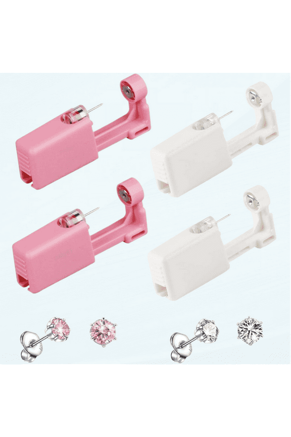Ear Piercing Kit Disposable Self Ear Piercing Kit Safety 4 Pack Ear Piercing Gun Kit Tool with 5mm Earring Studs