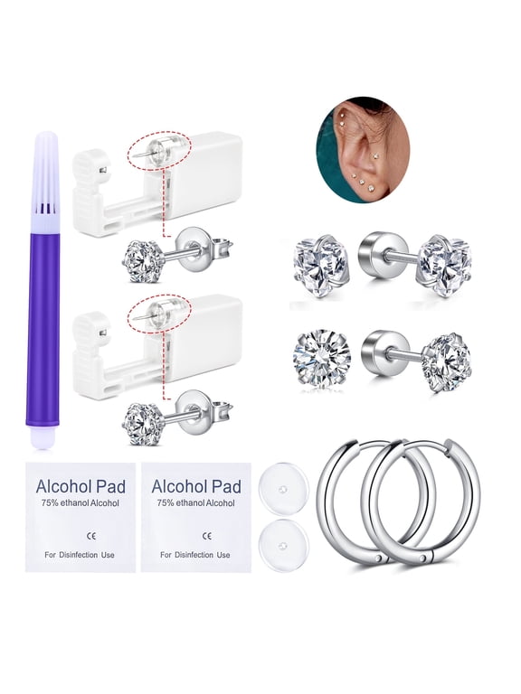 Ear Piercing Kit Ear Piercing Gun Kit Gold Self Piercing Earrings Piercing Kit Earring Gun Piercing Kit With Earring Studs Self Ear Piercing Gun at Home Ear Piercing Kit Disposable