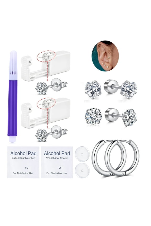 Ear Piercing Kit Ear Piercing Gun Kit Gold Self Piercing Earrings Piercing Kit Earring Gun Piercing Kit With Earring Studs Self Ear Piercing Gun at Home Ear Piercing Kit Disposable