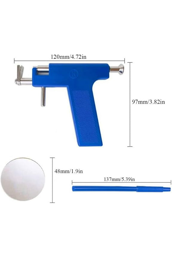 Ear Piercing Kit, Professional Ear Body Pierce Piercing Gun Reusable Tools Beauty Kit Set Painless Hole Piercing Machine with 98Pcs Stainless Steel Ears Studs for Ear Nose Navel(Blue)