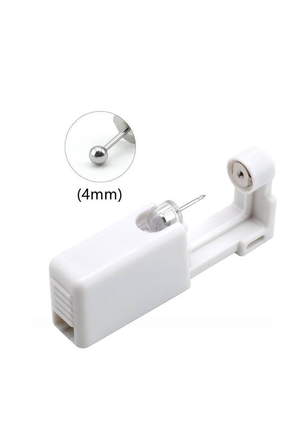 Ear Piercing Kit – Self Ear Piercing Device, Disposable Nose & Ear Piercing Tool with 4mm Silver Stud Earrings, Safe Piercing System