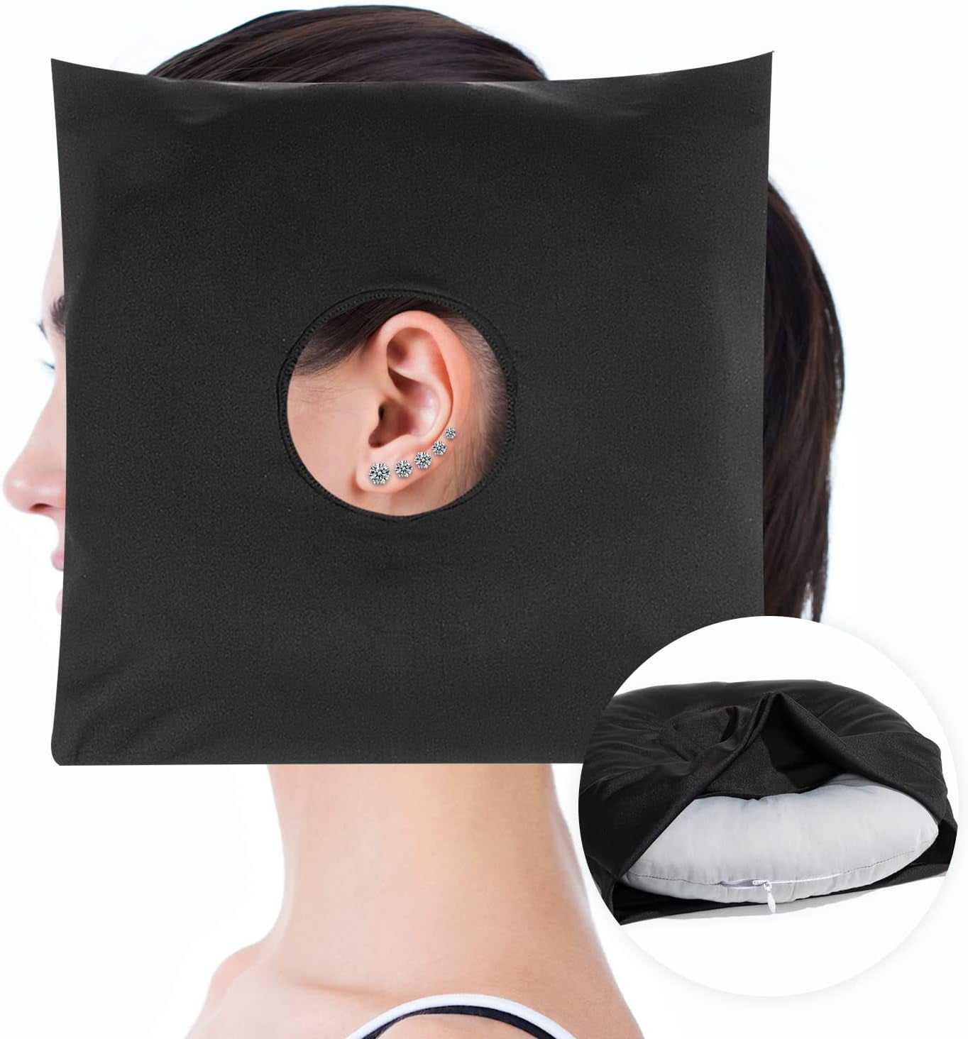 Ear Piercing Pillow with Ear Hole for Side Sleepers,Donut Pillow for