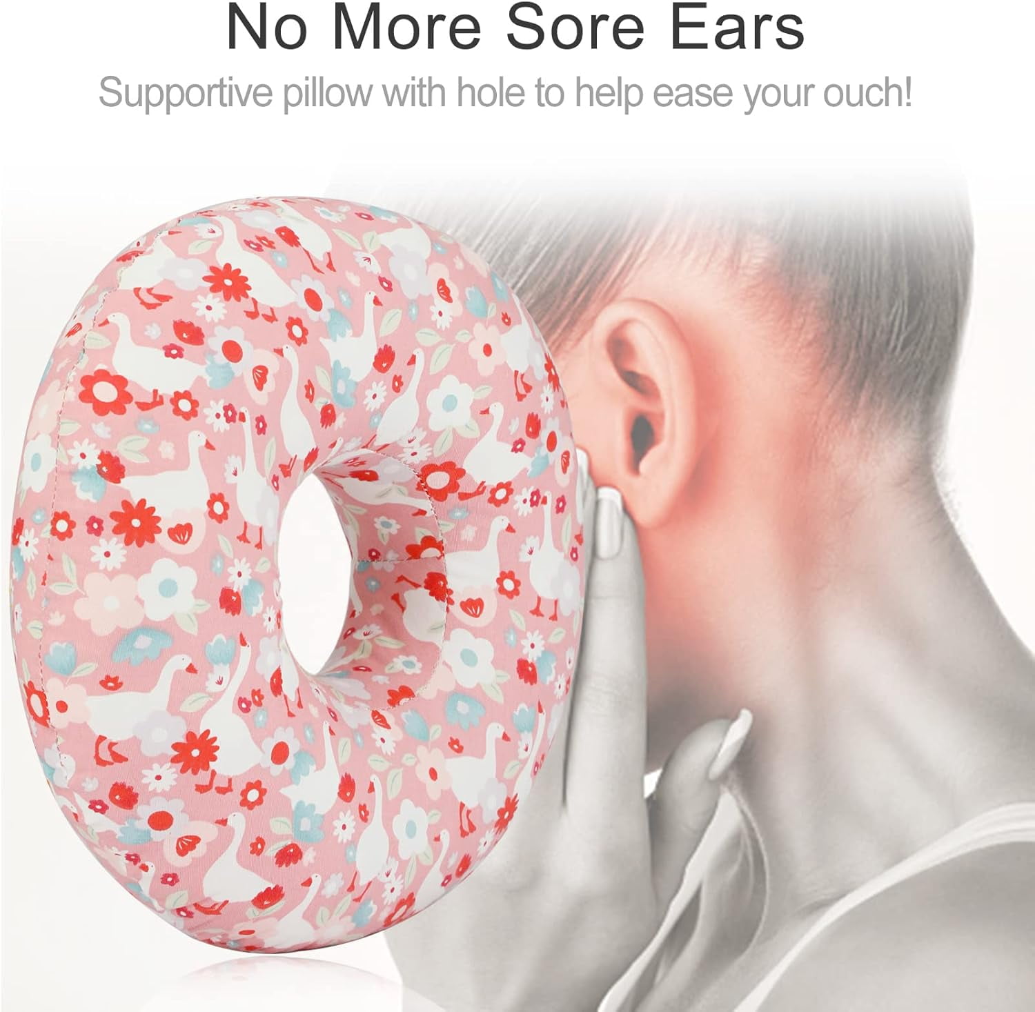 Ear Piercing Pillow for Side Sleeping, CHN Pillow with Hole for Side