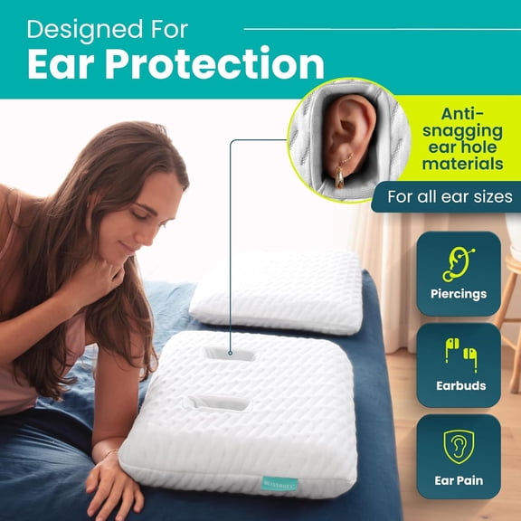 Ear Pillow with Hole for Sleeping & Recovery | Piercing Pillow | Adjustable Memory Foam Design with Holes for chondrodermatitis CNH | Piercing Support for Side Sleepers