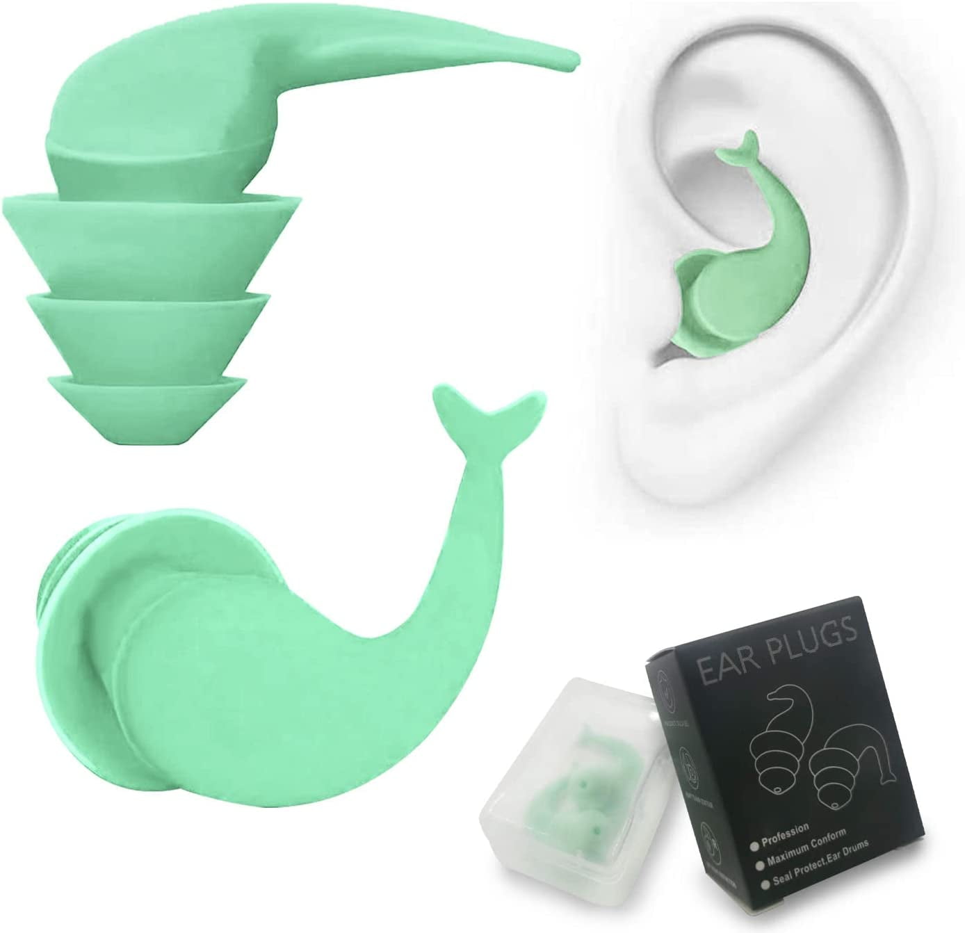 Ear Plugs for Noise Reduction, 1 Pairs Silicone Earplugs for Sleeping
