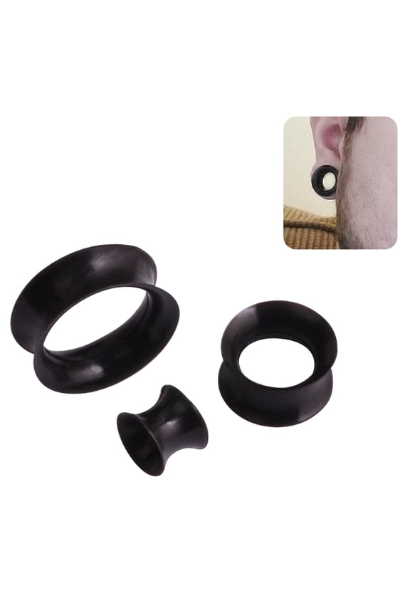 Ear Plugs -Piercing Tunnel Set, 16mm Silicone Soft Flexible Tunnel Set - Ear Stretching Gauge Expander 1pc-Black