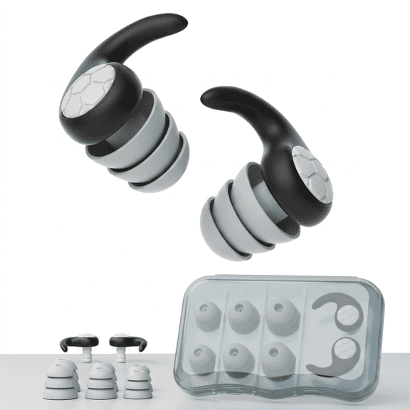 Ear Plugs for Sleeping Noise Cancelling, Ultra-Soft for Side Sleepers,Including Replacement Heads,35dB Noise Reduction Reusable Silicone Earplugs for Concerts Travel Swimming,Black