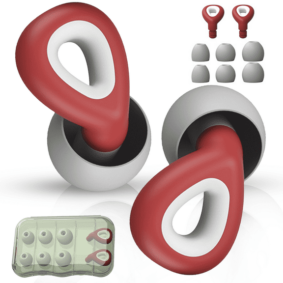 Ear Plugs for Sleeping, Reusable Silicone Ear Plugs for Noise Reduction, Noise Cancelling Soft Hearing Protection with 6 Ear Tips for Sleep, Deep Focus, Concerts and Travel