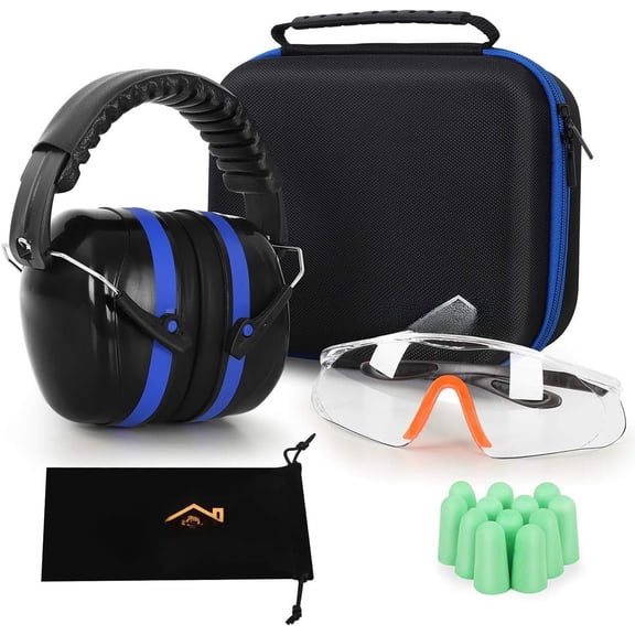 Ear Protection Earmuffs,  Safety Glasses, Earplugs, Protective Case