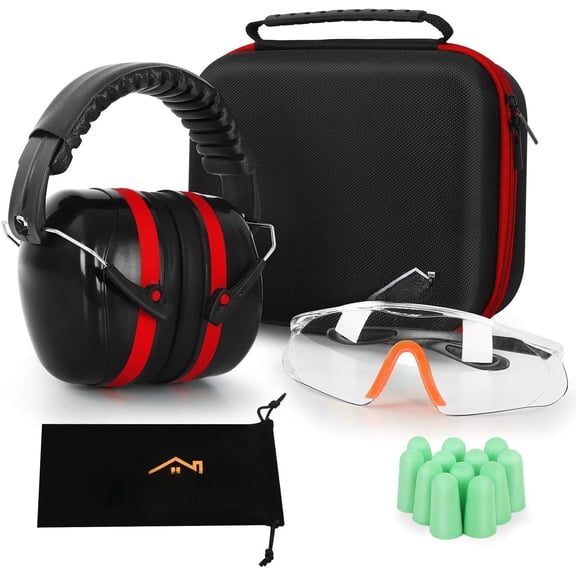 Ear Protection Earmuffs,  Safety Glasses, Earplugs, Protective Case