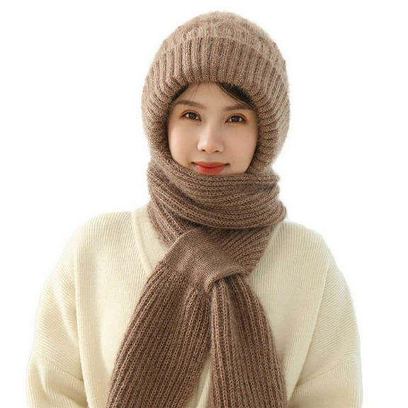 Ear Protection Windproof Cap, Winter Warm Knitted Hat, Thickening Beanie Hat Scarf