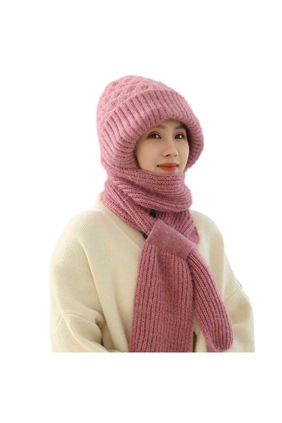 Ear Protection Windproof Cap, Winter Warm Knitted Hat, Thickening Beanie Hat Scarf
