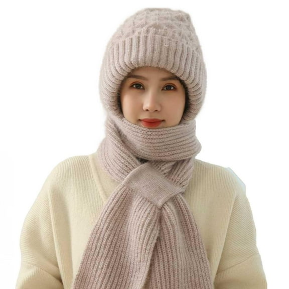 Ear Protection Windproof Cap, Winter Warm Knitted Hat, Thickening Beanie Hat Scarf