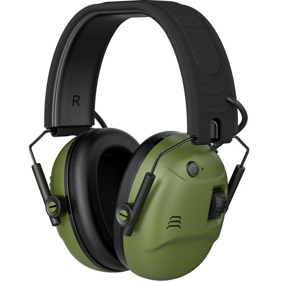 SNR 35dB Electronic Ear Protection for Shooting with Sound Amplification, HD Mic for Clear Communication, Gun Range Hearing Protection Muffs, Noise Reduction Headphones for Hunting, Green
