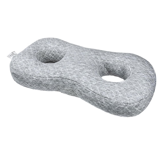 Ear Relief Pillow Polyester-Cotton Cover and Two Ear Openings Headrest, Figure-Eight Head and Neck Zones for Side Rest