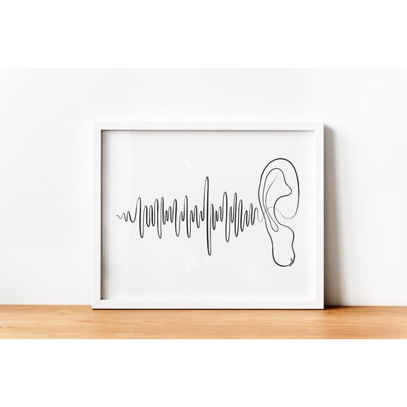 Ear Sound Wave Audiology Wall Art Print, Unframed Paper Poster 8x10in