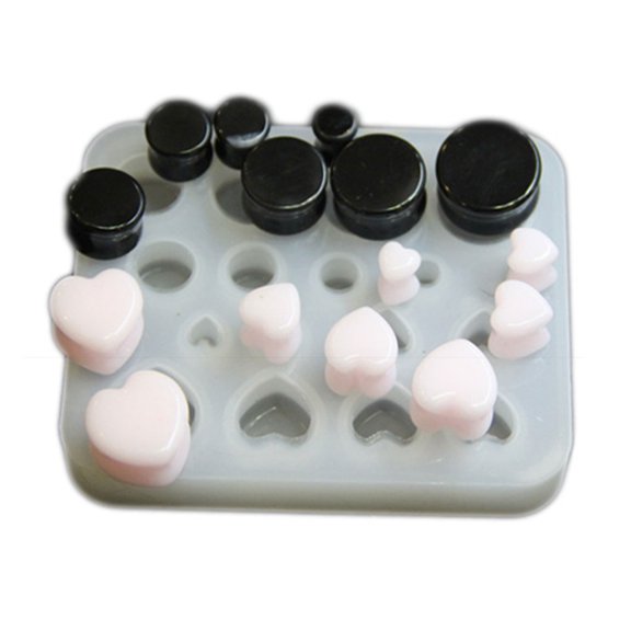 Ear Stretching Molds Round Heart Shaped Ear Expander Moulds Silicone Material
