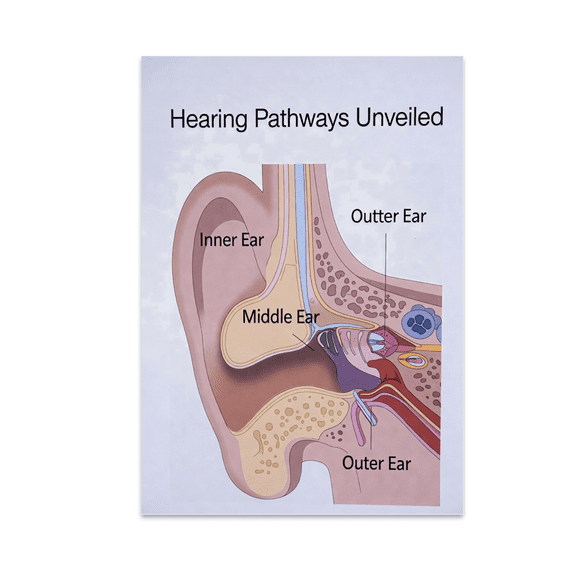 Ear Structure Infographic Poster - Science Enthusiast - 13x19 Poster Print