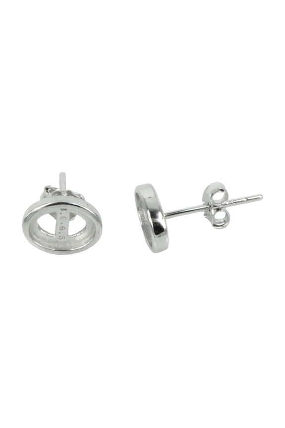 Ear Studs Earrings Settings with Oval Bezel Mounting in Sterling Silver - Various Sizes | ES265-ES270 (4.5x6.5mm)