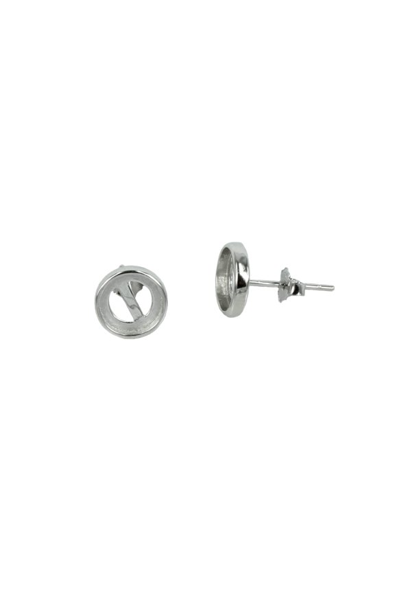 Ear Studs Earrings Settings with Round Bezel Mounting in Sterling Silver - Various Sizes | ES257-ES263 (6.8mm)