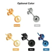 Ear Studs,Round Ball Ear 5 Pair Set Steel Round Ball Pair Set Sizes Stainless Steel Sizes Men Women Studs 5 Pair Set Sizes Men Ear Studs 5 Ball Ear Studs Zroven Steel - Stainless Eryue