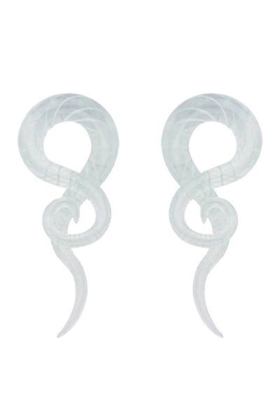 Ear Tapers/Stretchers Clear Glass and Swirl Pair 2G - 1/2"
