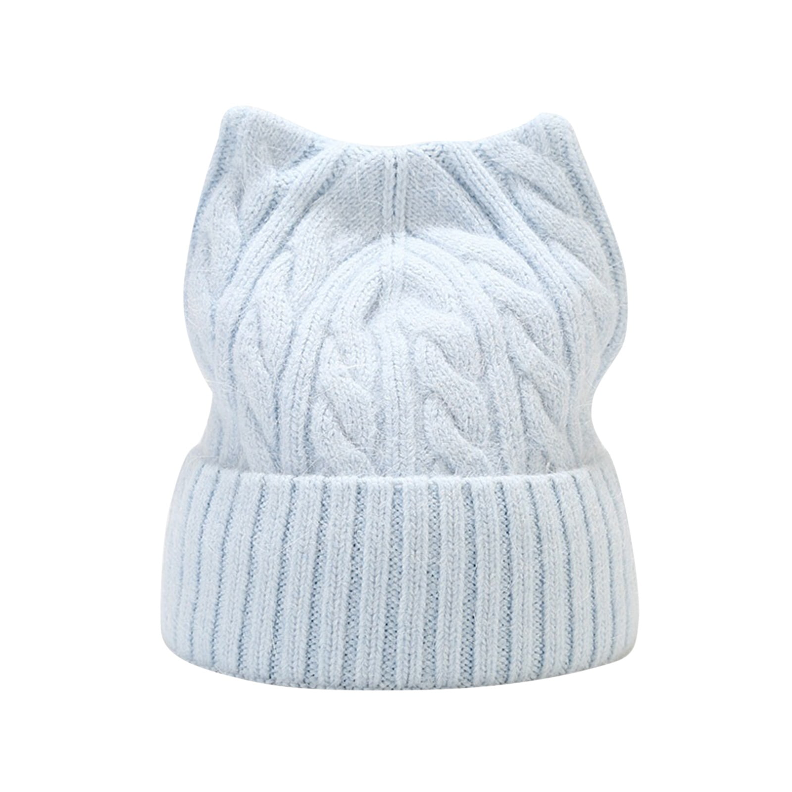 Ear Warming Hats Men Cat Ear Hat Cute Cat Knitted Hat Winter Knit Cable