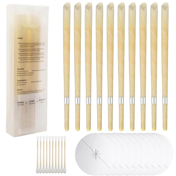 Ear Wax Removal Candles Set with Storage Box, Protective Discs & Cotton Swabs for Home SPA Relaxation
