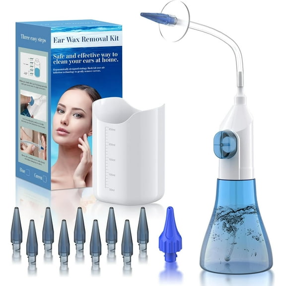 Ear Wax Removal, Ear Cleaner, Ear Cleaning Kit, FSA HSA Eligible, Manual Ear Irrigation Flushing System, Ear Wax Removal Kit, Safe and Effective to Clean Ear Built Up Wax