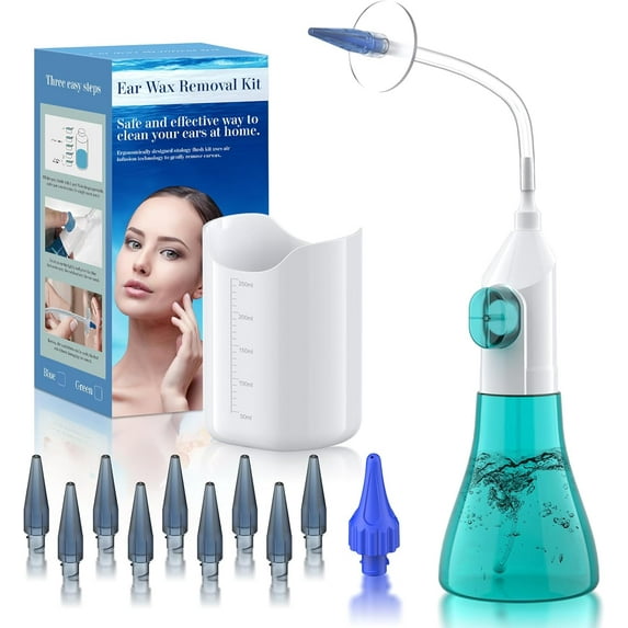 Ear Wax Removal, Ear Cleaner, Ear Cleaning Kit, FSA HSA Eligible, Manual Ear Irrigation Flushing System, Ear Wax Removal Kit, Safe and Effective to Clean Ear Built Up Wax