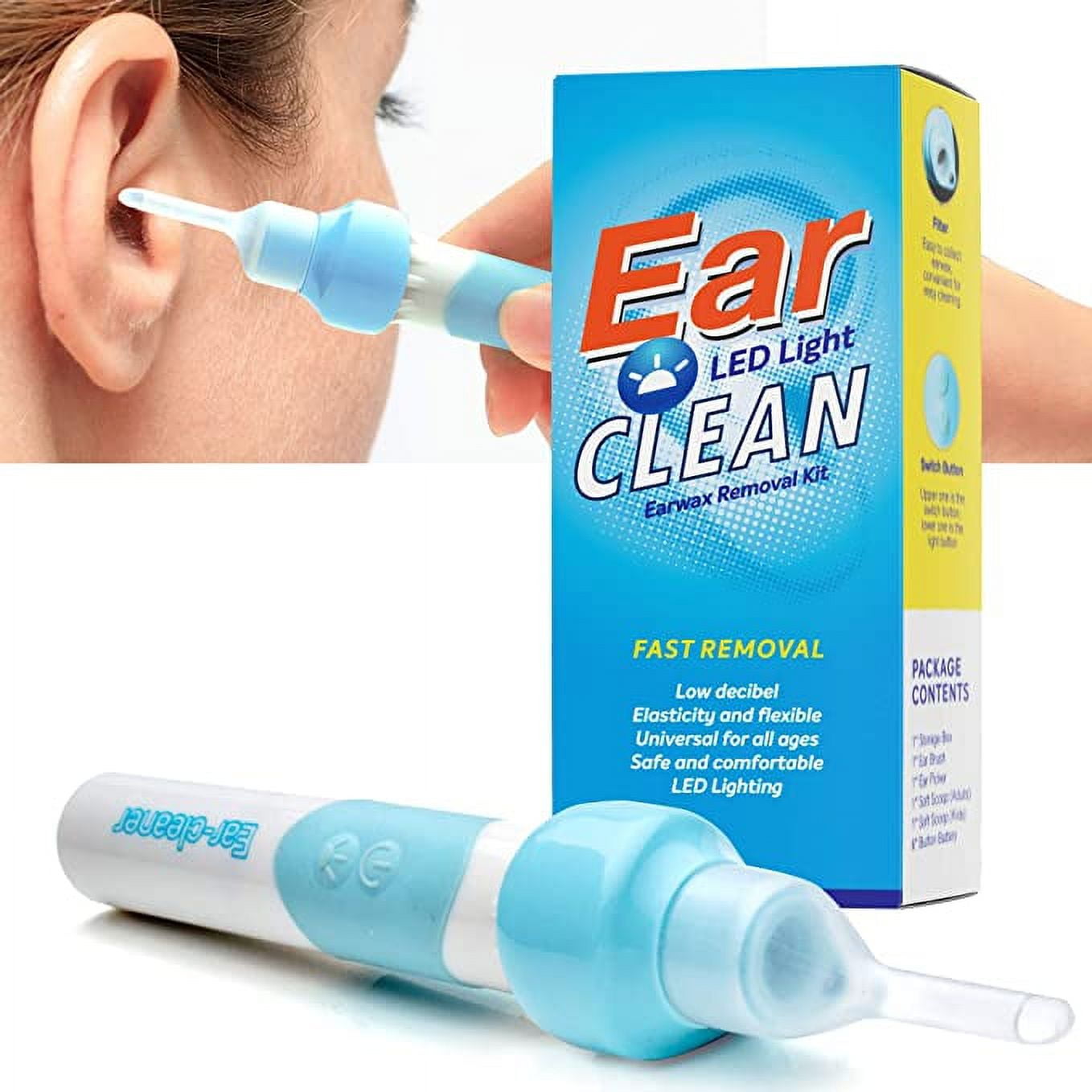 Ear Wax Removal Kit, Ear Cleaner, Electric Earwax Removal Tools for Adults and Kids Vacuum Ear