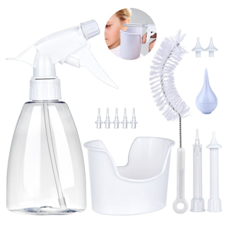 Ear Wax Removal Kit - Ear Irrigation System with 300ml Bottle, 7 Nozzles, Ear Basin & Bulb Syringe, Safe & Easy Home Ear Cleaning