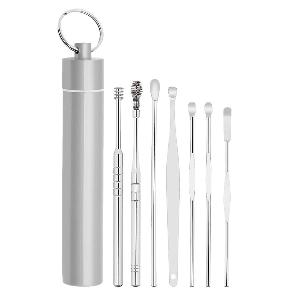 Ear Wax Removal Kit Ear Pick Ear Wax Cleaner Ear Cleansing（7pcs，silver