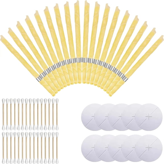20 Pack Ear Wax Removal Kit with Storage Box, Protective Discs & Cotton Swabs for Natural Spa Home Use