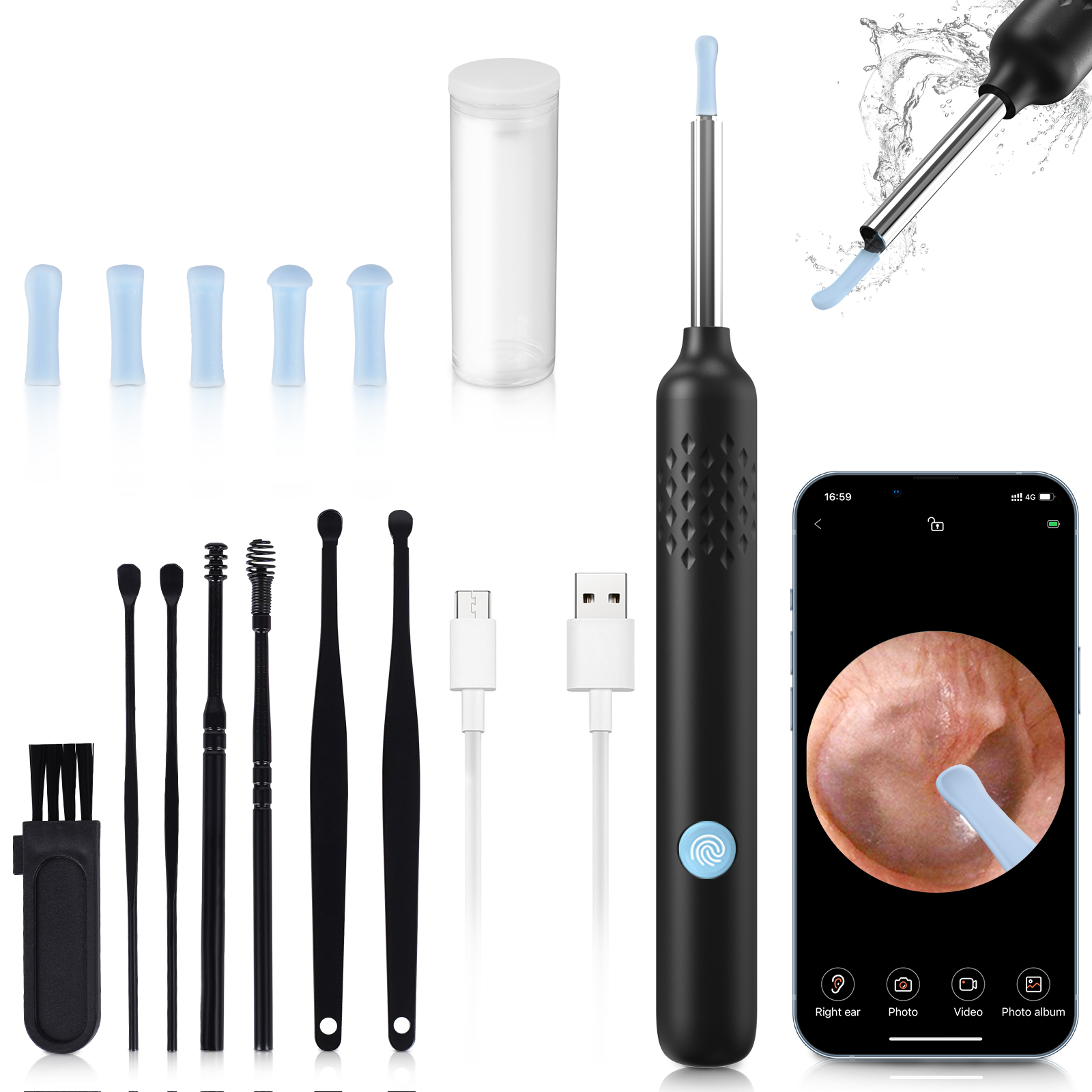 Electric Ear Wax Removal Kit by Tilcare Rechargeable Ear Cleaning Machine for Ear Irrigation