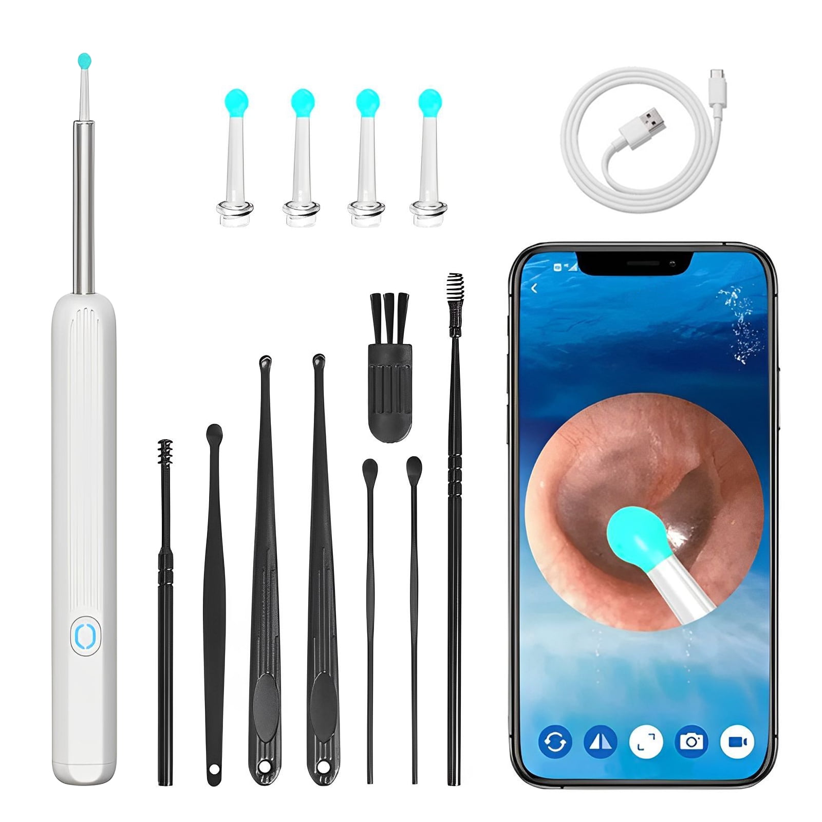 EarCam Ear Wax Removal Kit for Kids – Ear Cleaner with Camera and Light  Earwax Removal Tool Camera with 6 Pcs Ear Set – Kids Ear Cleaning Kit – Ear