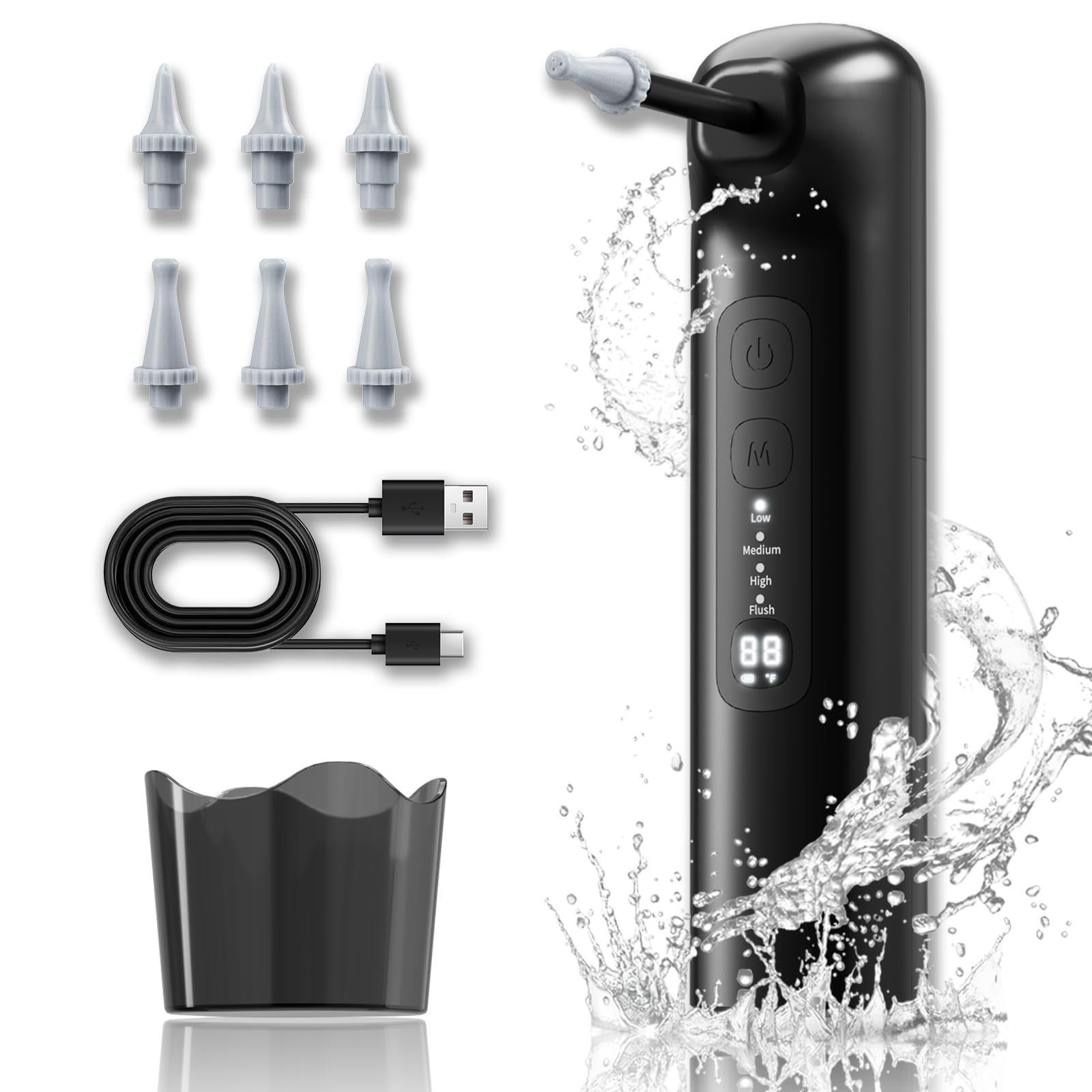 Ear Wax Removal Kit With Dual Water Tank Electric Ear Cleaner Tool With Ear Dryer Irrigation Flushing System 5 Modes,Black - Pick Your Plum - View #6