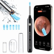 Ear Wax Removal - 1080P Otoscope Earwax Remover Tool with 6 Ear Spoon - Ear Camera for iOS & Android Black