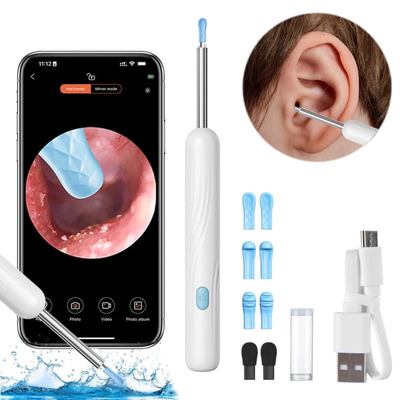 Ear Wax Removal with 1080P HD Camera Otoscope Ear Cleaning Kit - White